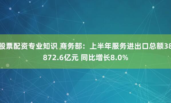 股票配资专业知识 商务部:上半年服务进出口总额38872.6亿元 同比增长8.0%